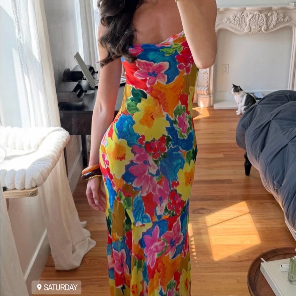 Rumored Multicolor Floral Maxi Dress — Yellow, Blue, Pink, Red, Green